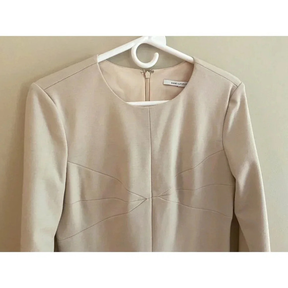 Diane Von Furstenburg Beige Long Sleeve Wool Blend Stretch Mini Dress Size 8 - Picture 6 of 12
